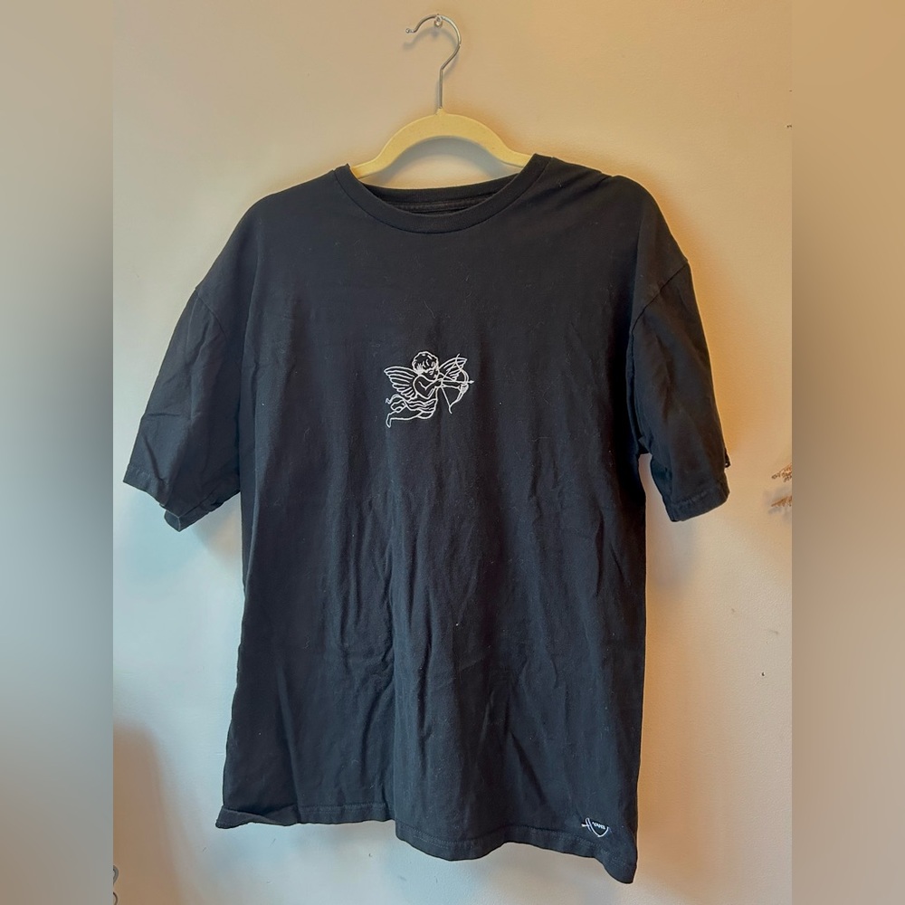black t shirt w/ angel embroidery